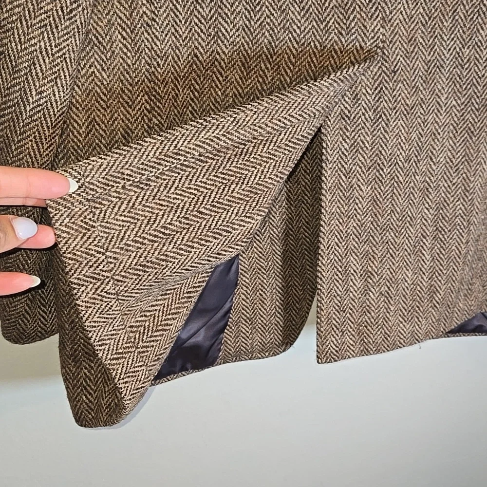 Harris Tweed Irish Brown Herringbone Jacket Blazer NWOT